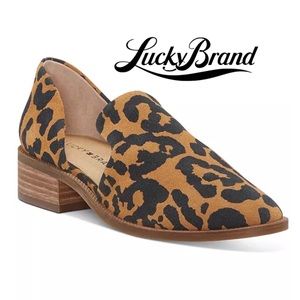 LUCKY BRAND Gennifa Natural Ink Leopard Cut Out Smoking Flats NIB 6.5